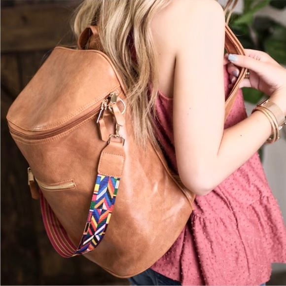 MILANI Vegan Leather Blush Convertible Backpack With Reversible Boho Strap. New - Picture 3 of 6